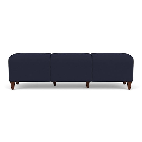 Lesro Siena Lounge Reception 3 Seat Bench, Walnut, OH Navy Upholstery SN3001 - main